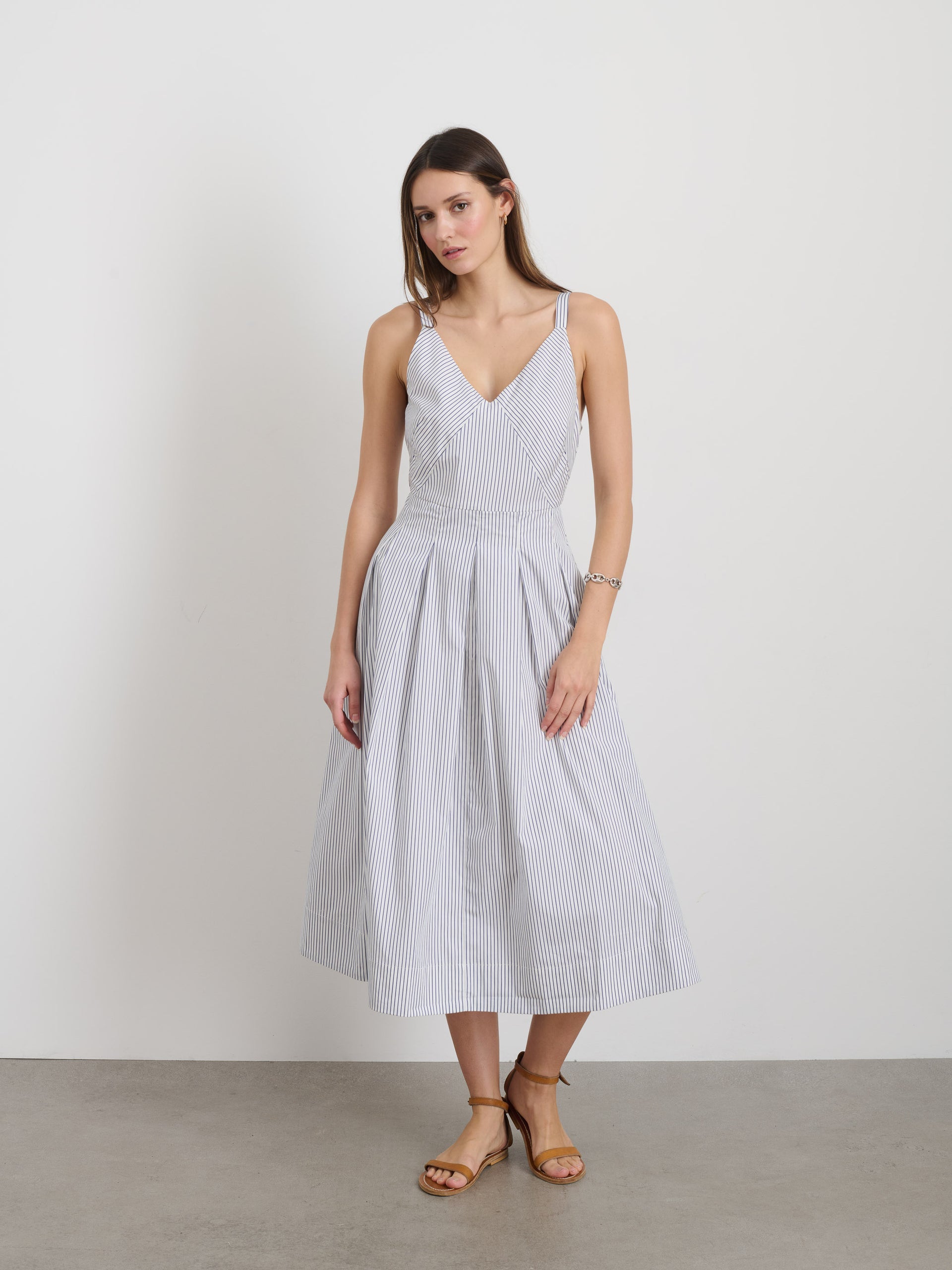 Alex Mill Abby Stripe Dress In Cotton Poplin White/Blue Stripe