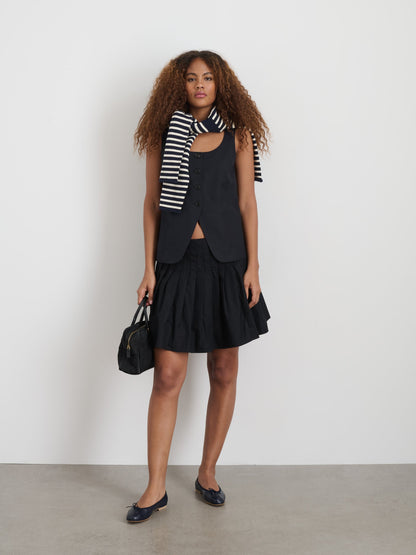Alex Mill Penelope Pleated Skirt In Cotton Poplin Rich Black