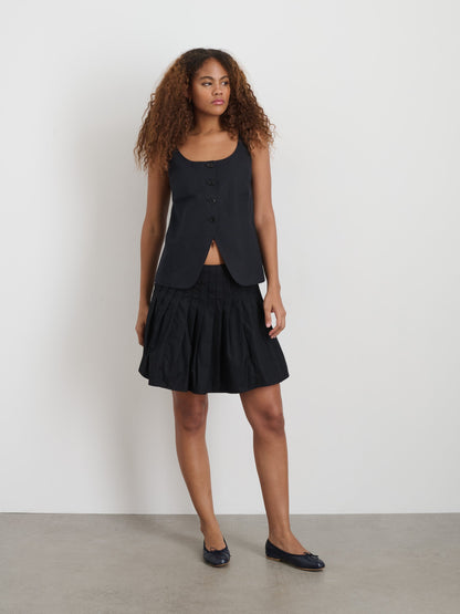 Alex Mill Penelope Pleated Skirt In Cotton Poplin Rich Black