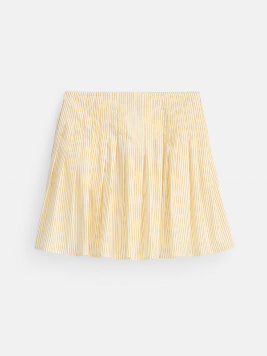 Alex Mill Penelope Stripe Pleated Skirt In Cotton Poplin White/Yellow