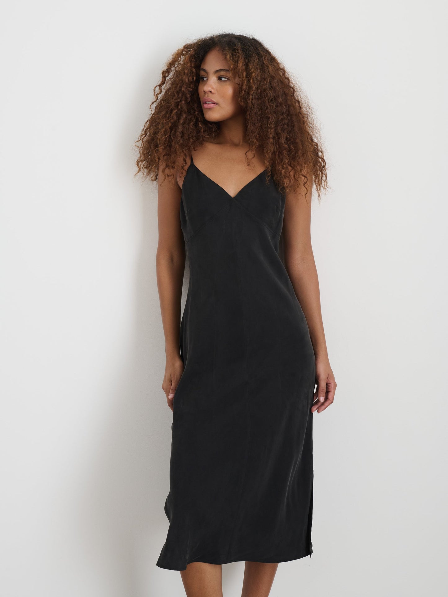Alex Mill Carly Cami Dress In Cupro Rich Black