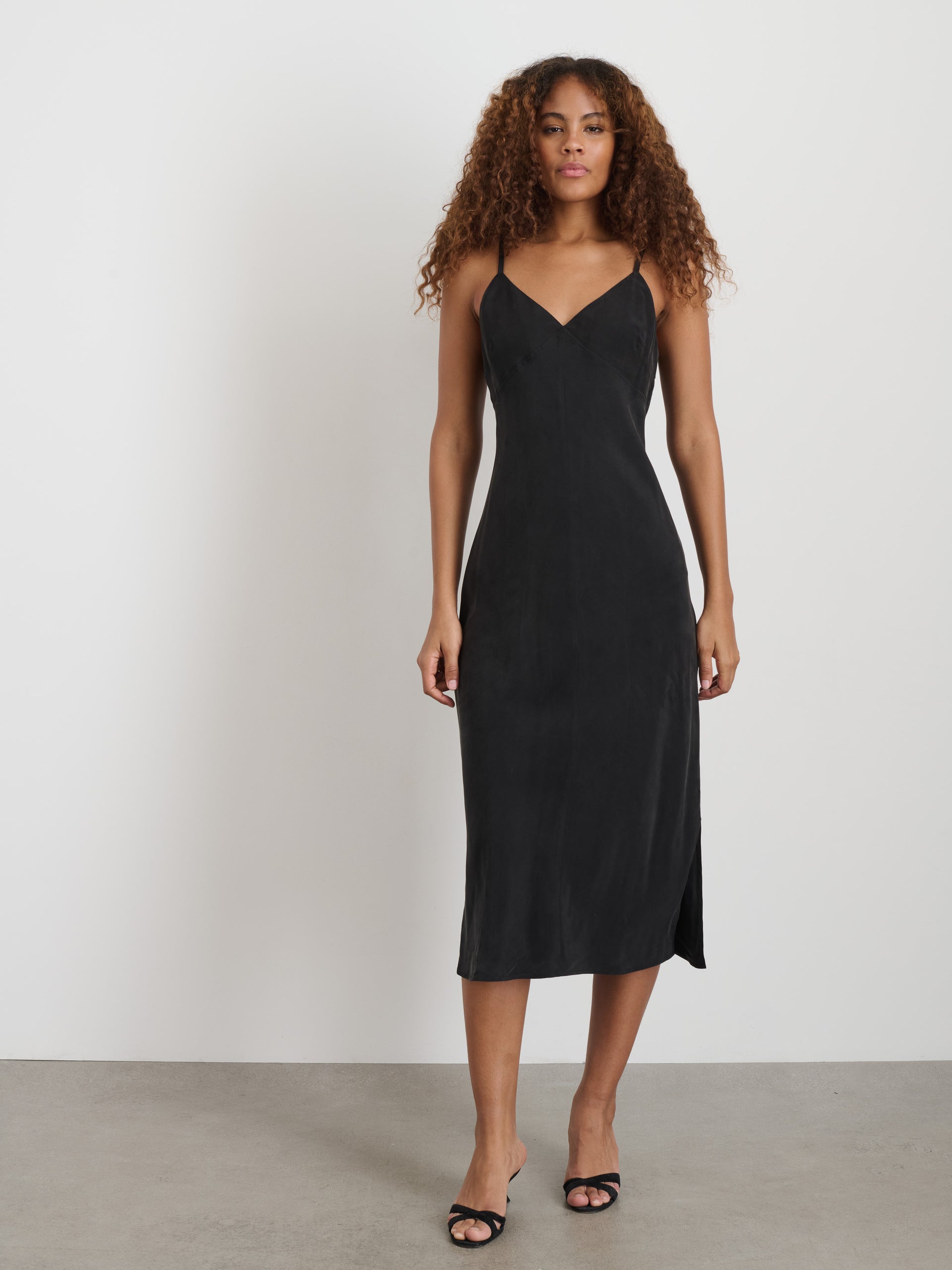 Alex Mill Carly Cami Dress In Cupro Rich Black