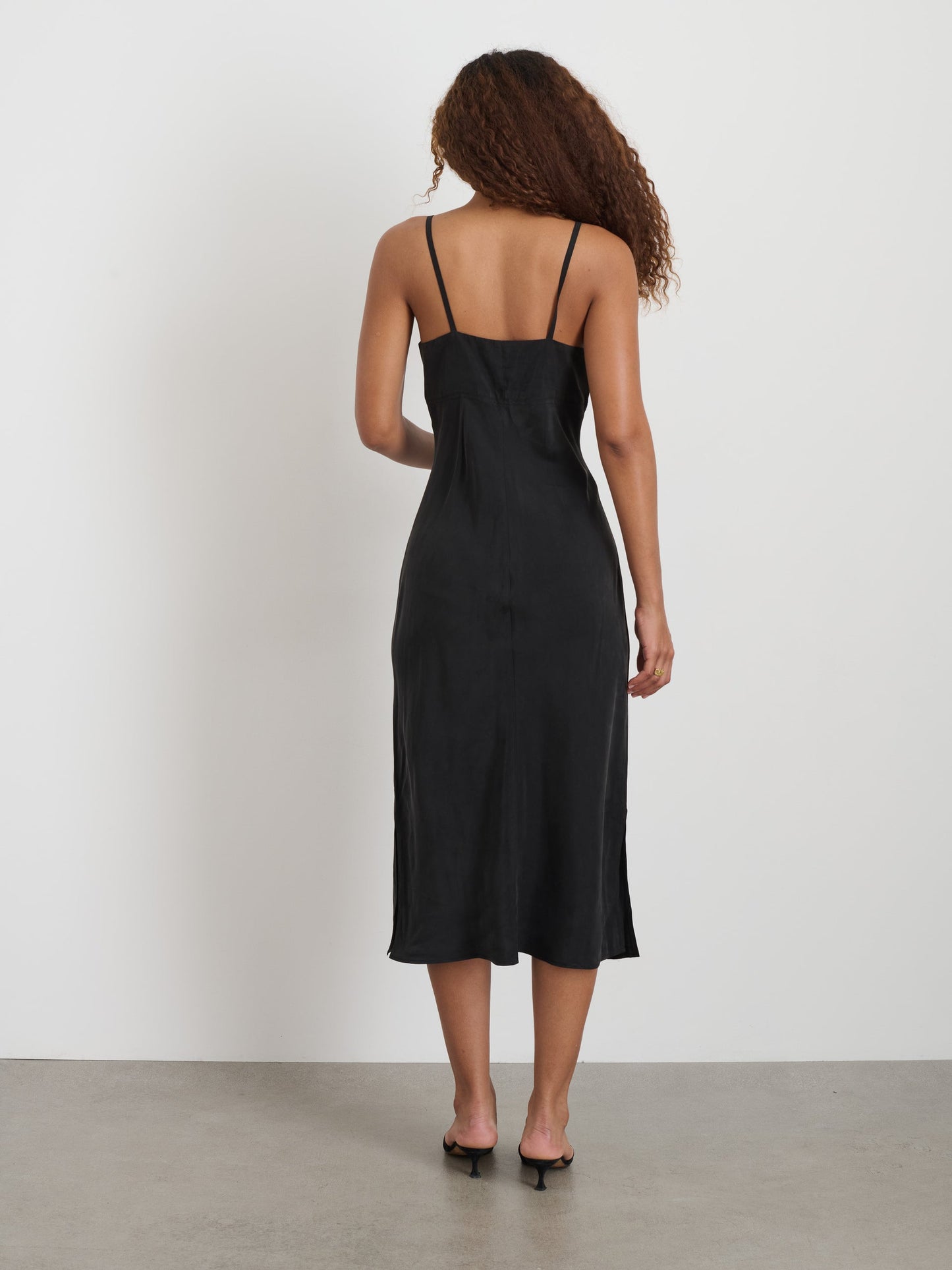 Alex Mill Carly Cami Dress In Cupro Rich Black