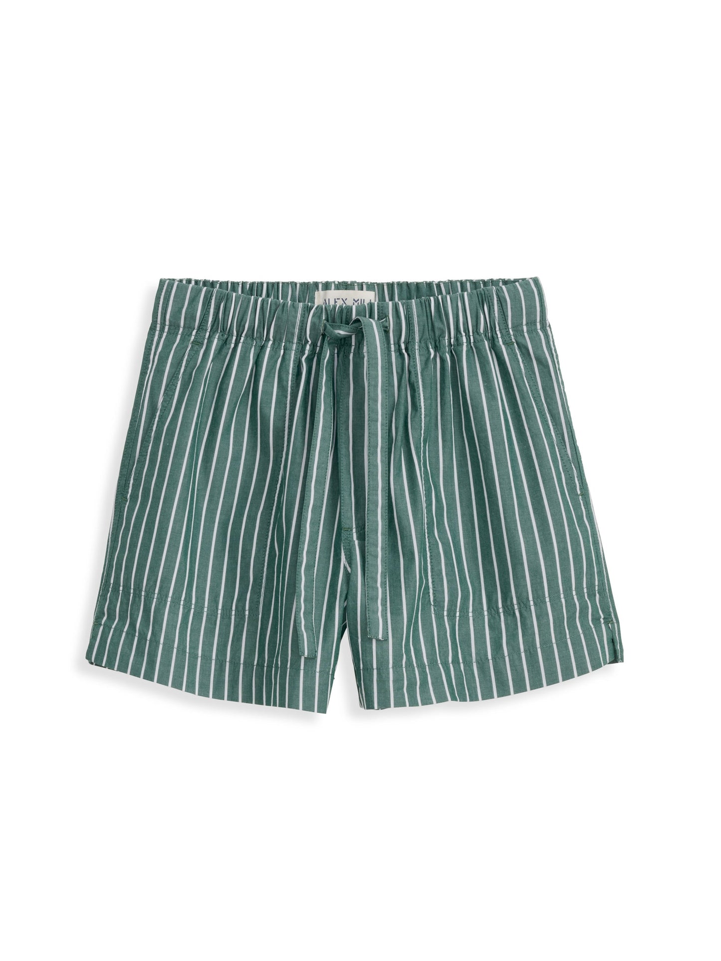 Alex Mill Montauk Short In Striped Cotton Green/White