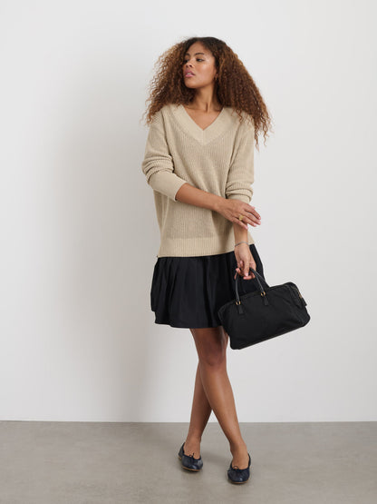 Alex Mill Arielle V Neck Sweater In Cotton Linen Flax