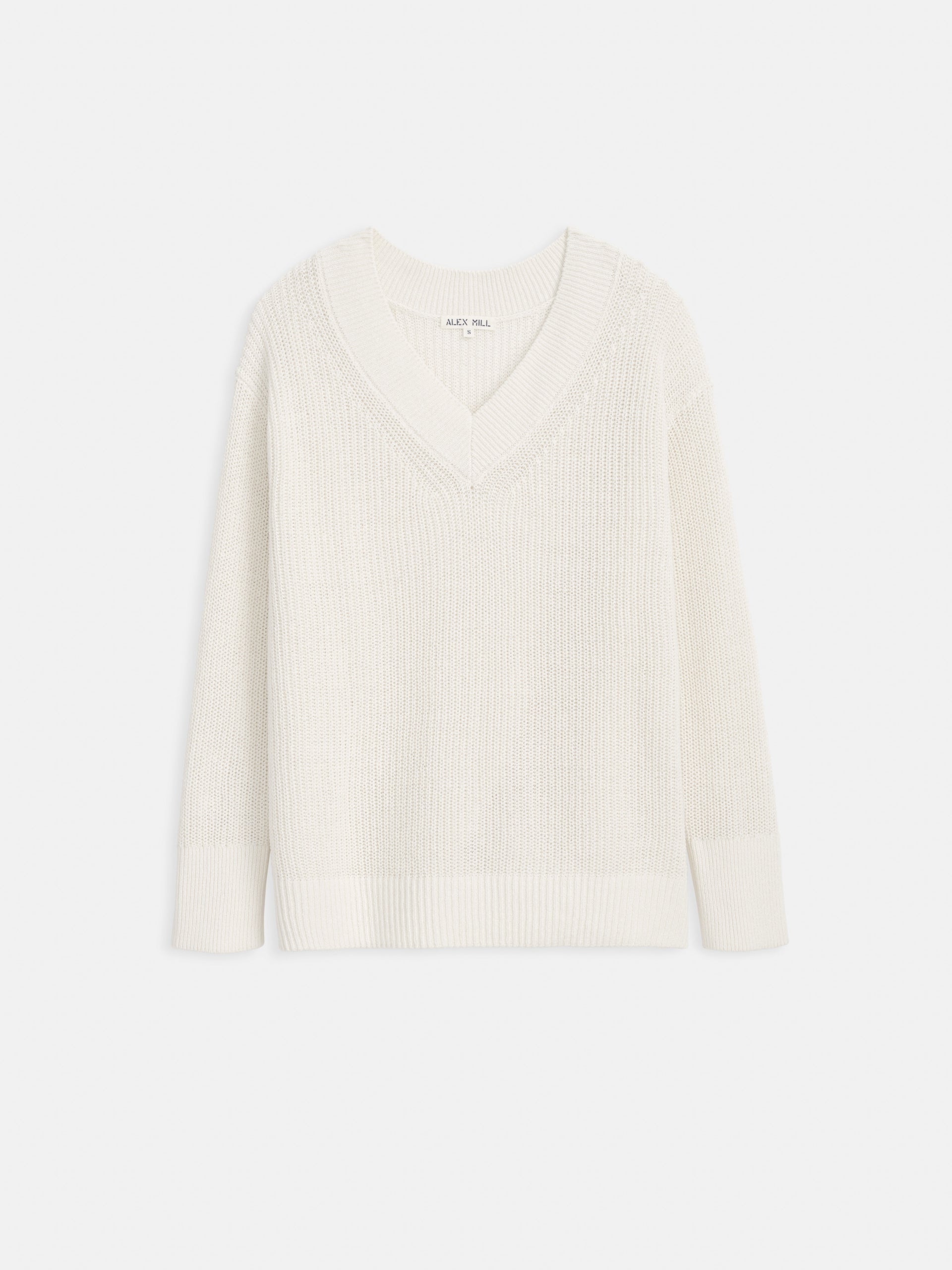 Alex Mill Arielle V Neck Sweater In Cotton Linen Off White
