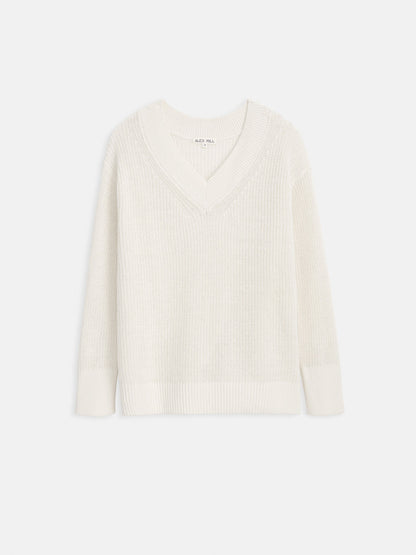 Alex Mill Arielle V Neck Sweater In Cotton Linen Off White