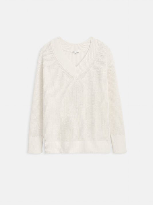 Alex Mill Arielle V Neck Sweater In Cotton Linen Off White