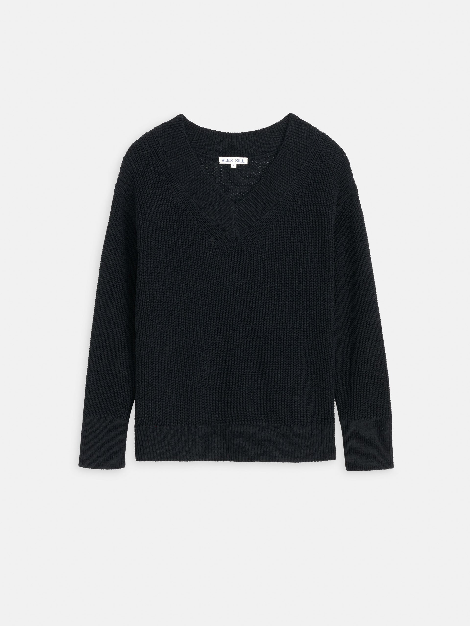 Alex Mill Arielle V Neck Sweater In Cotton Linen Washed Black