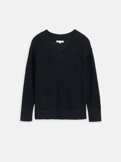 Alex Mill Arielle V Neck Sweater In Cotton Linen Washed Black