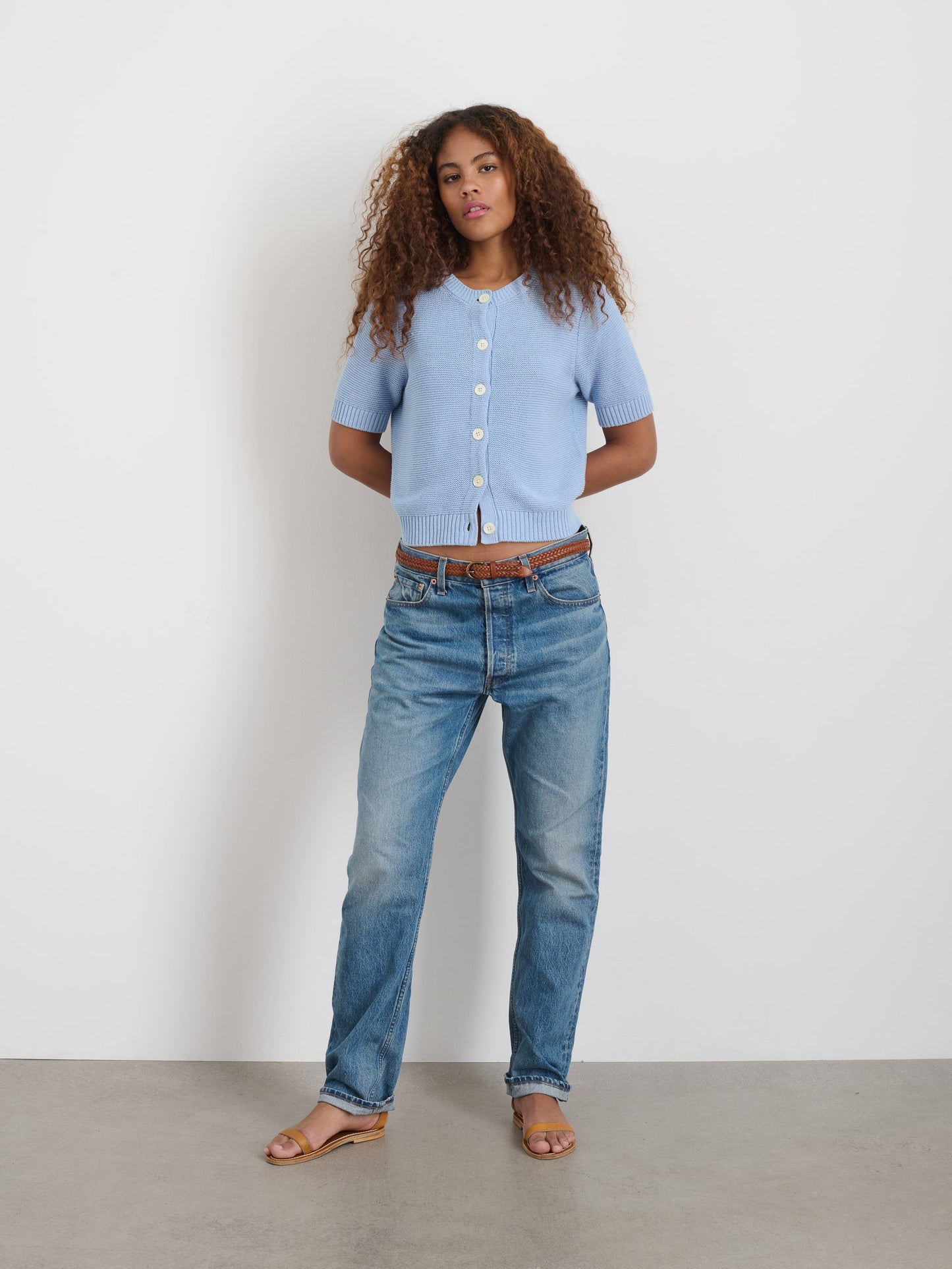 Alex Mill Elle Sweater In Cotton Linen Hydrangea