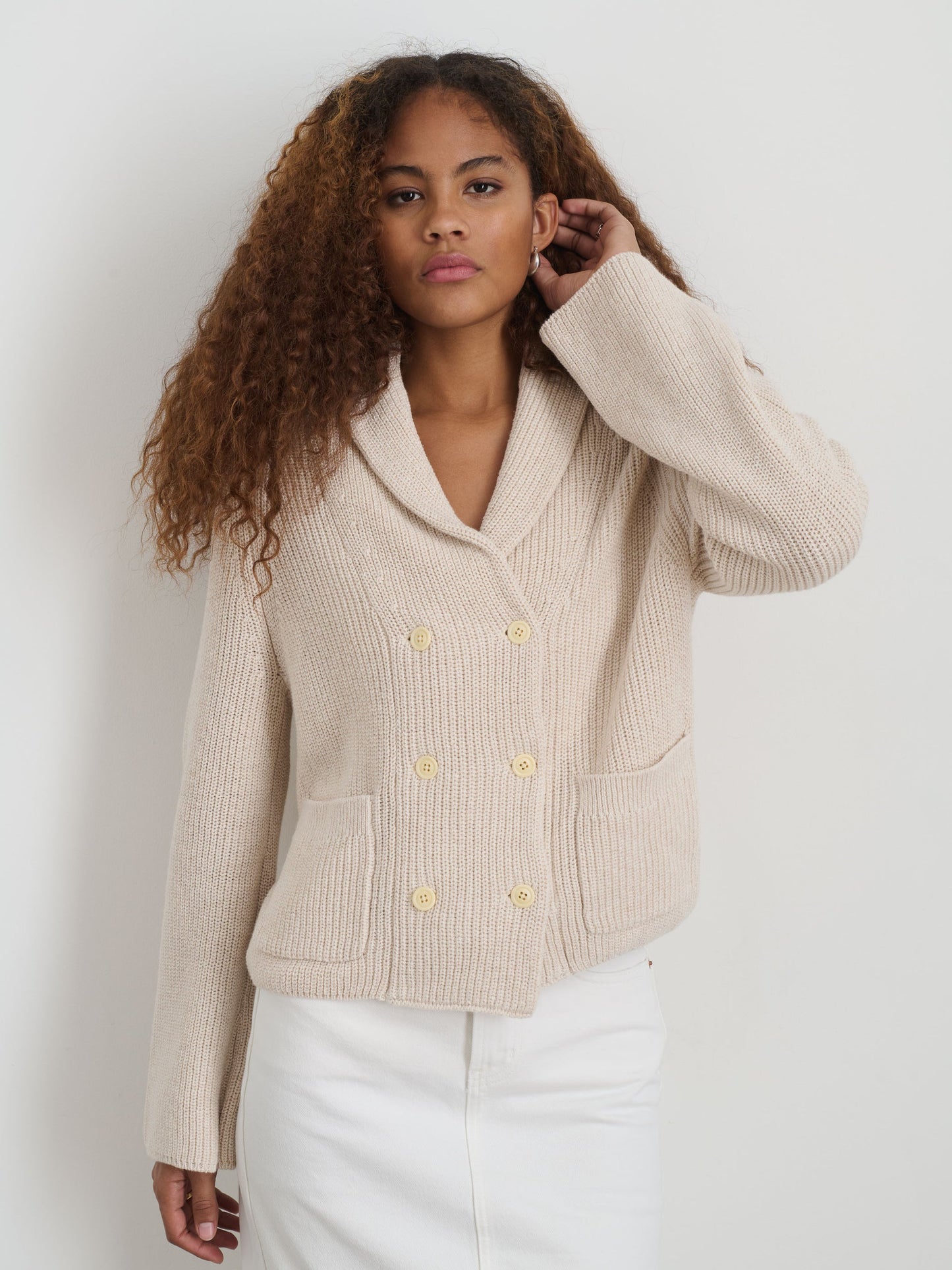 Alex Mill Marseille Cardigan In Cotton Linen Ivory