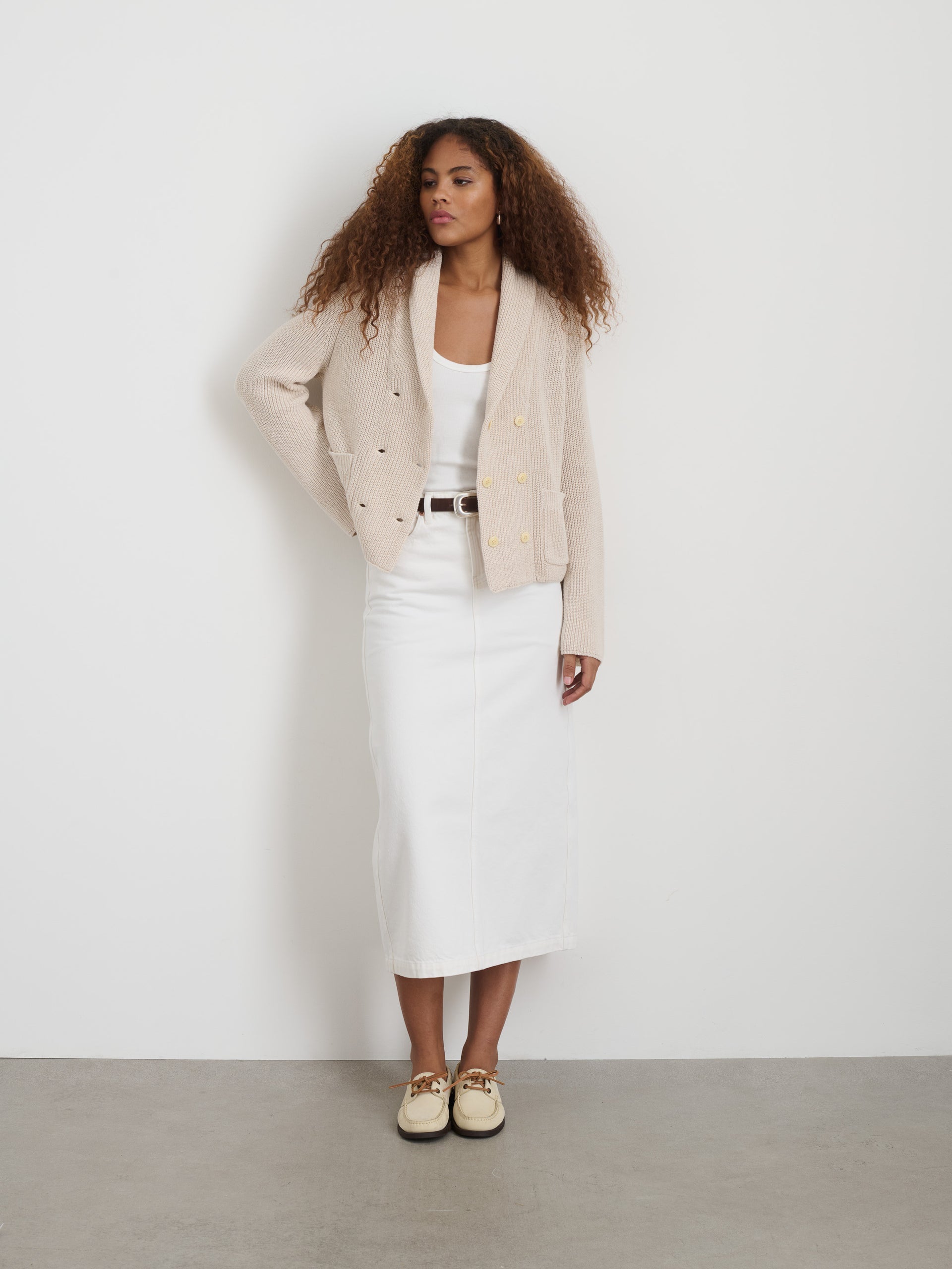Alex Mill Marseille Cardigan In Cotton Linen Ivory
