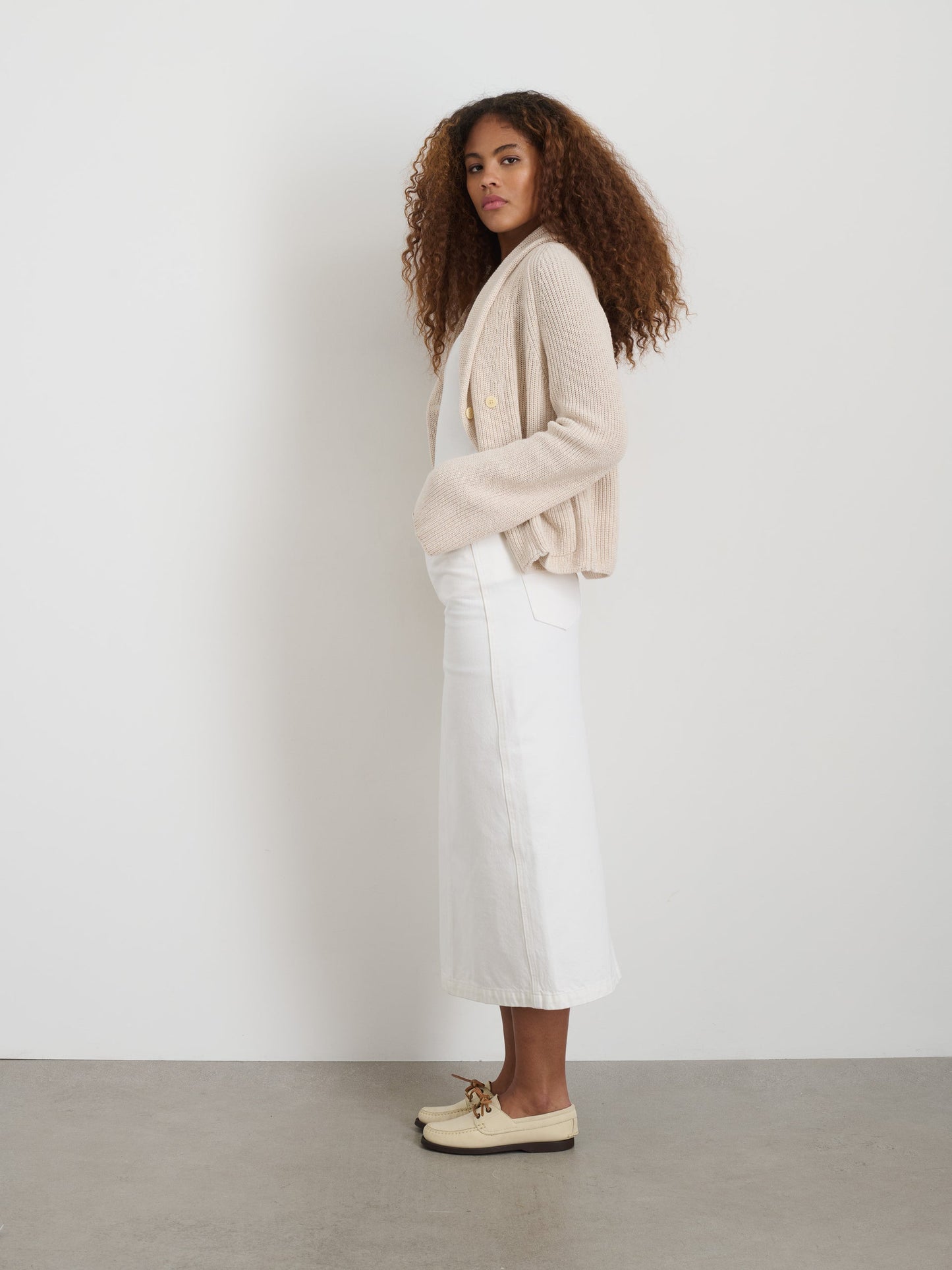 Alex Mill Marseille Cardigan In Cotton Linen Ivory