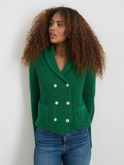 Alex Mill Marseille Cardigan In Cotton Linen Verdant Green