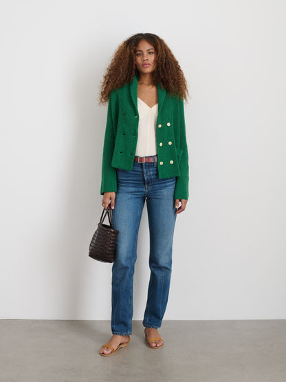 Alex Mill Marseille Cardigan In Cotton Linen Verdant Green