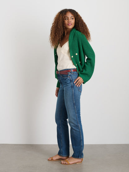 Alex Mill Marseille Cardigan In Cotton Linen Verdant Green