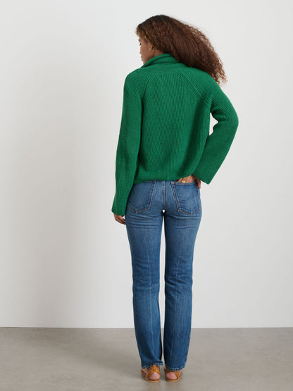 Alex Mill Marseille Cardigan In Cotton Linen Verdant Green