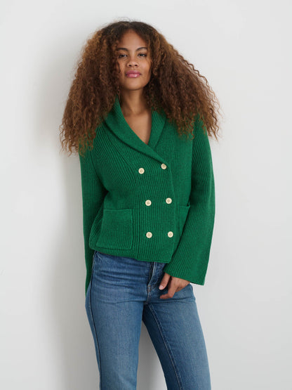 Alex Mill Marseille Cardigan In Cotton Linen Verdant Green