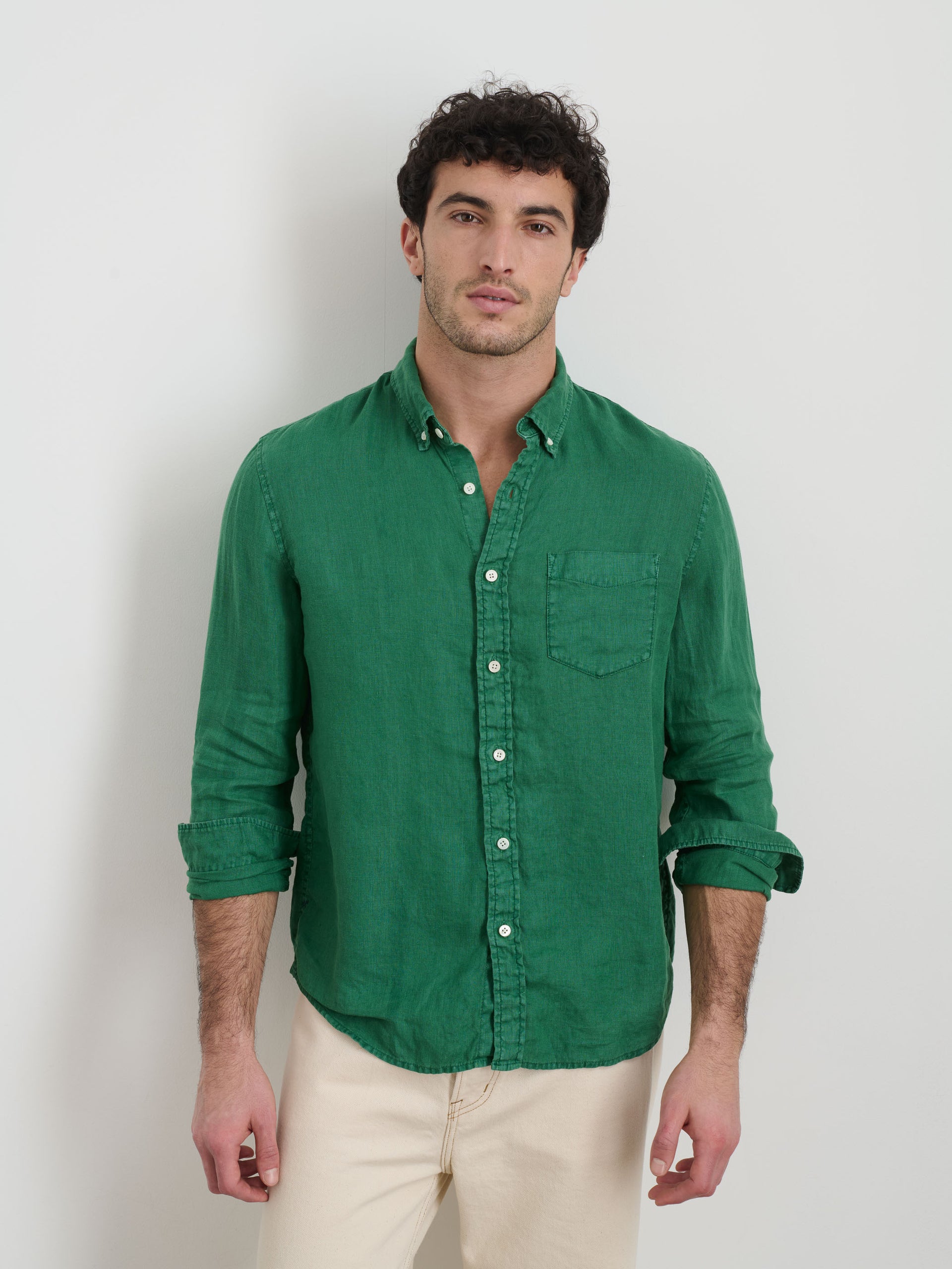 Alex Mill Mill Shirt in Linen Tropic Green