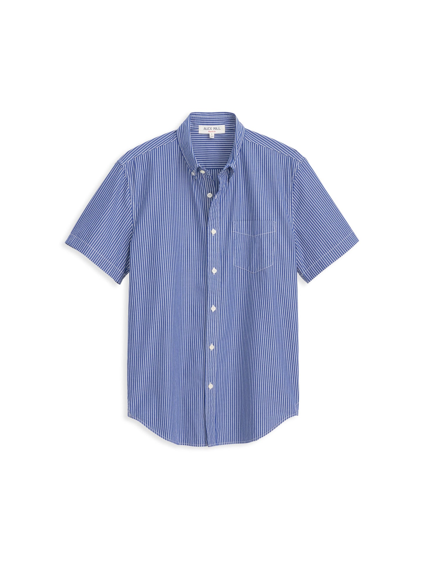 Alex Mill Short Sleeve Mill Shirt In Stripe Cobalt/Off White
