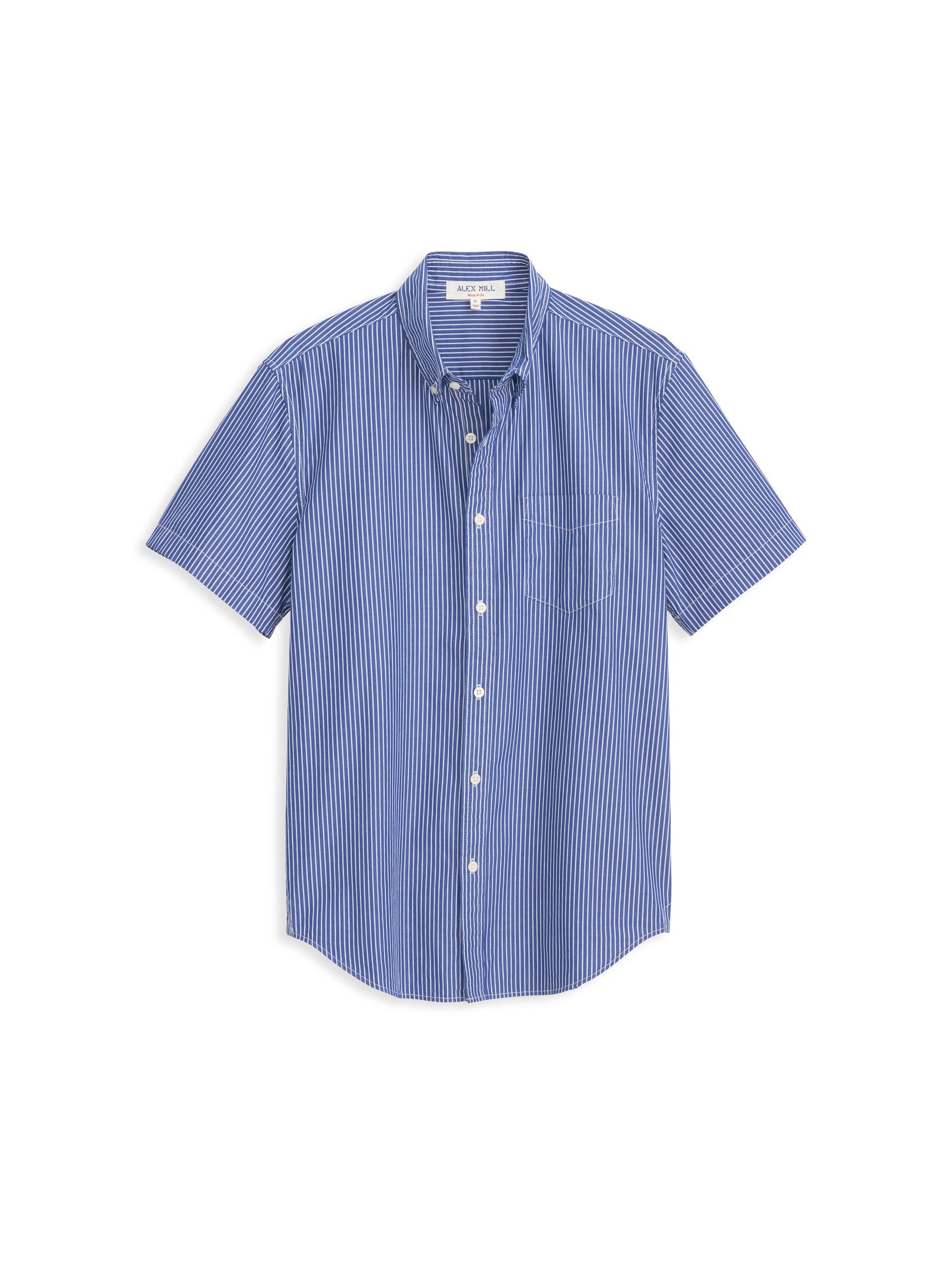 Alex Mill Short Sleeve Mill Shirt In Stripe Cobalt/Off White