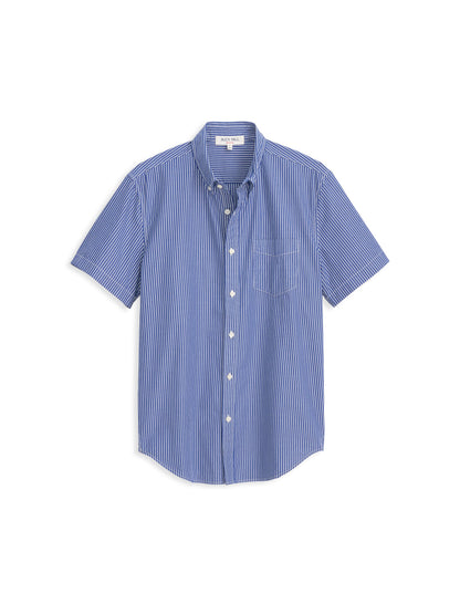 Alex Mill Short Sleeve Mill Shirt In Stripe Cobalt/Off White
