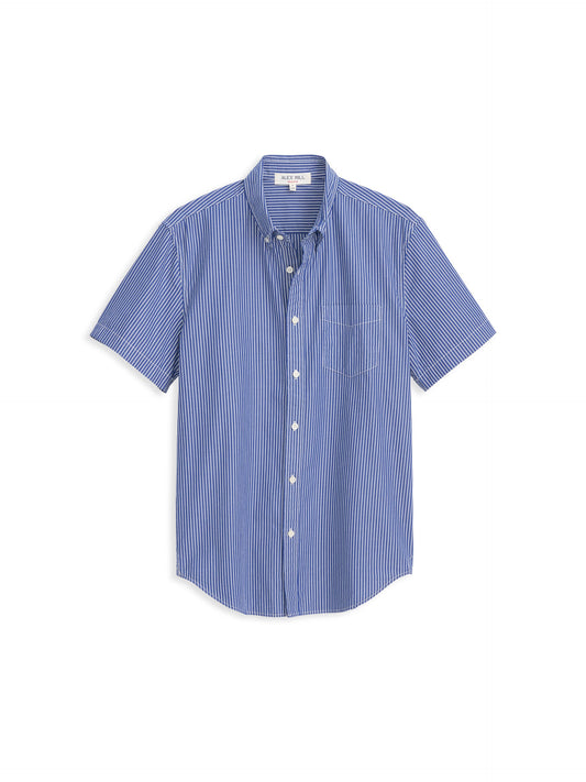 Alex Mill Short Sleeve Mill Shirt In Stripe Cobalt/Off White