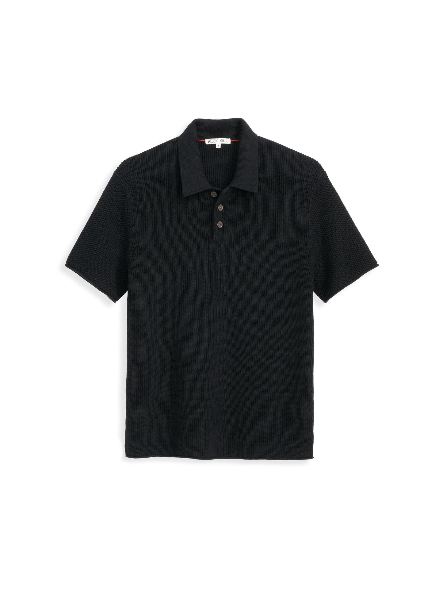Alex Mill Eastwood Polo in Cotton Linen Black