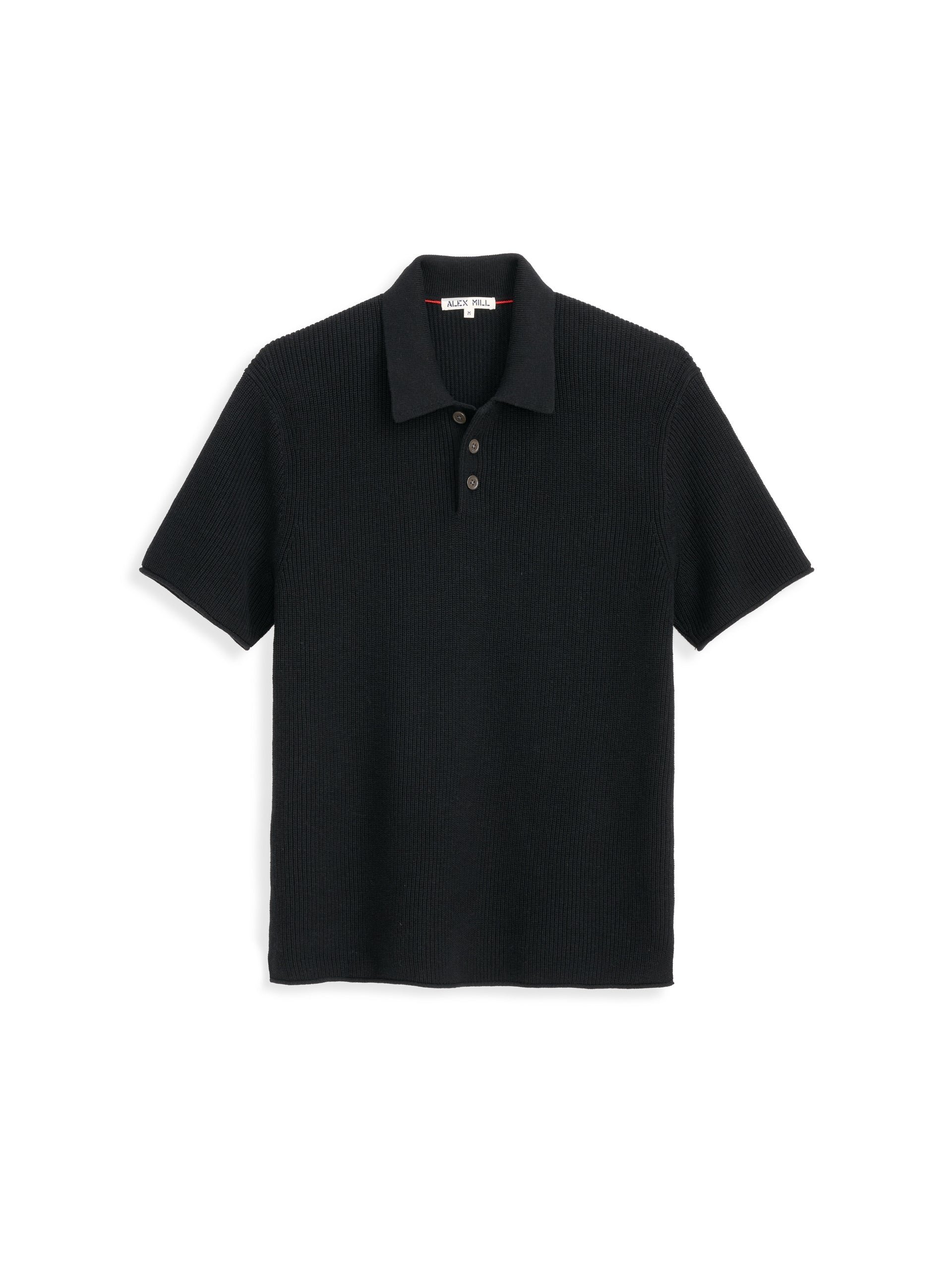 Alex Mill Eastwood Polo in Cotton Linen Black