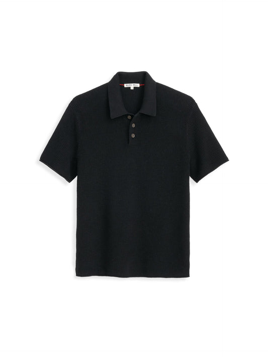 Alex Mill Eastwood Polo in Cotton Linen Black