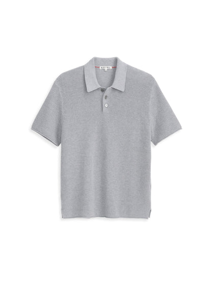 Alex Mill Eastwood Polo in Cotton Linen Heather Grey
