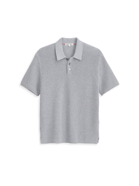 Alex Mill Eastwood Polo in Cotton Linen Heather Grey