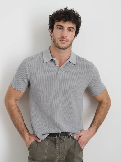 Alex Mill Eastwood Polo in Cotton Linen Heather Grey