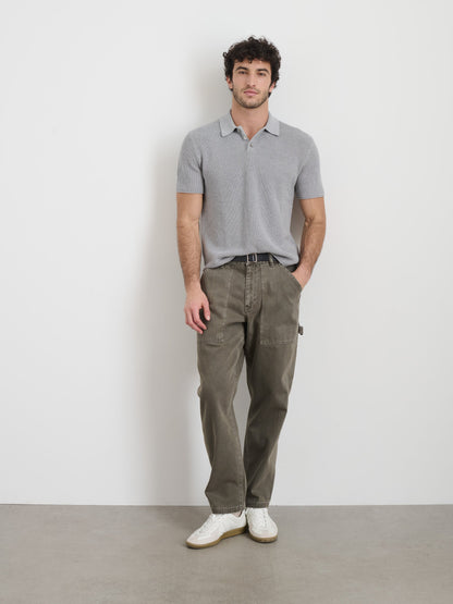 Alex Mill Eastwood Polo in Cotton Linen Heather Grey