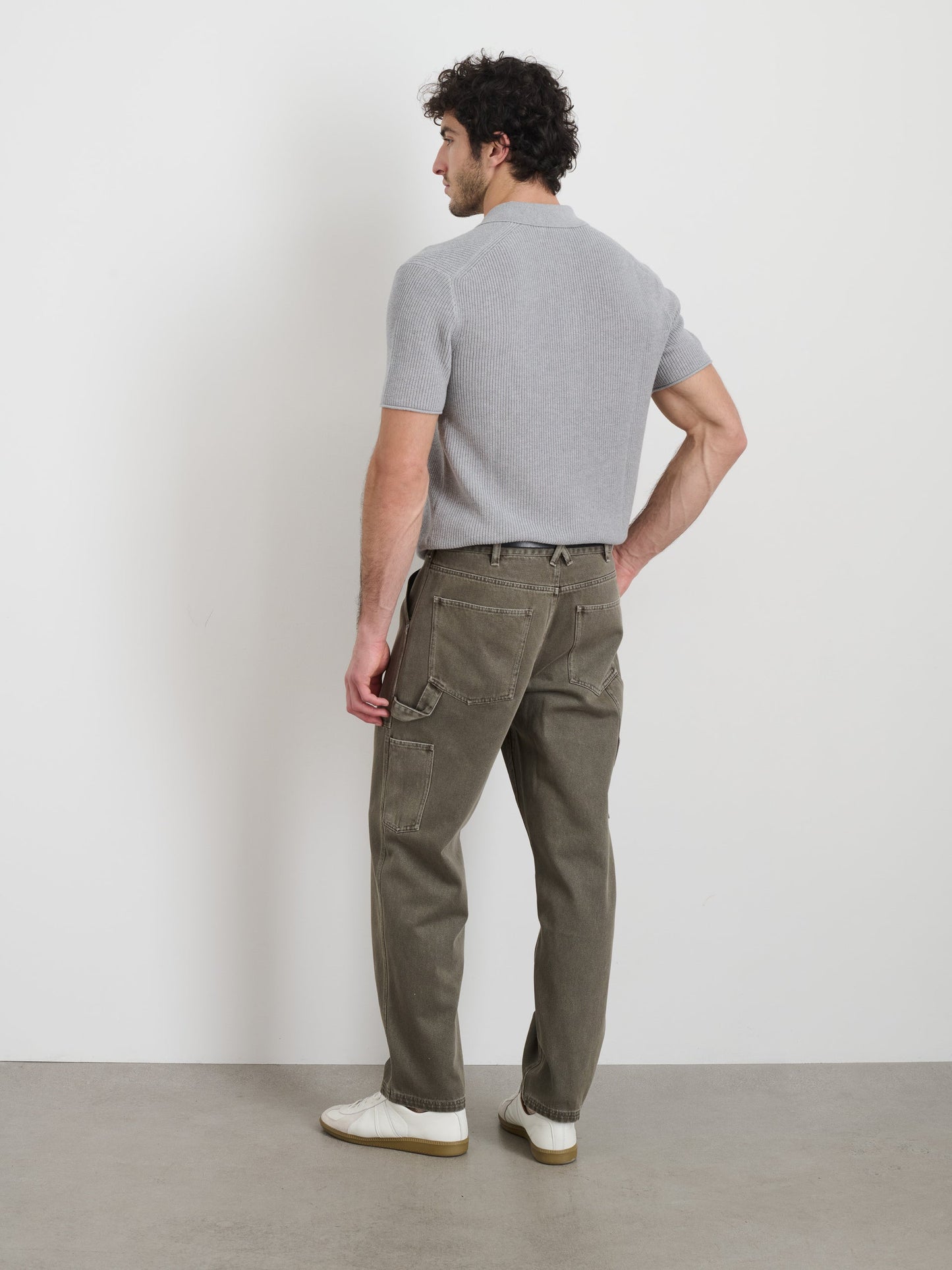 Alex Mill Eastwood Polo in Cotton Linen Heather Grey