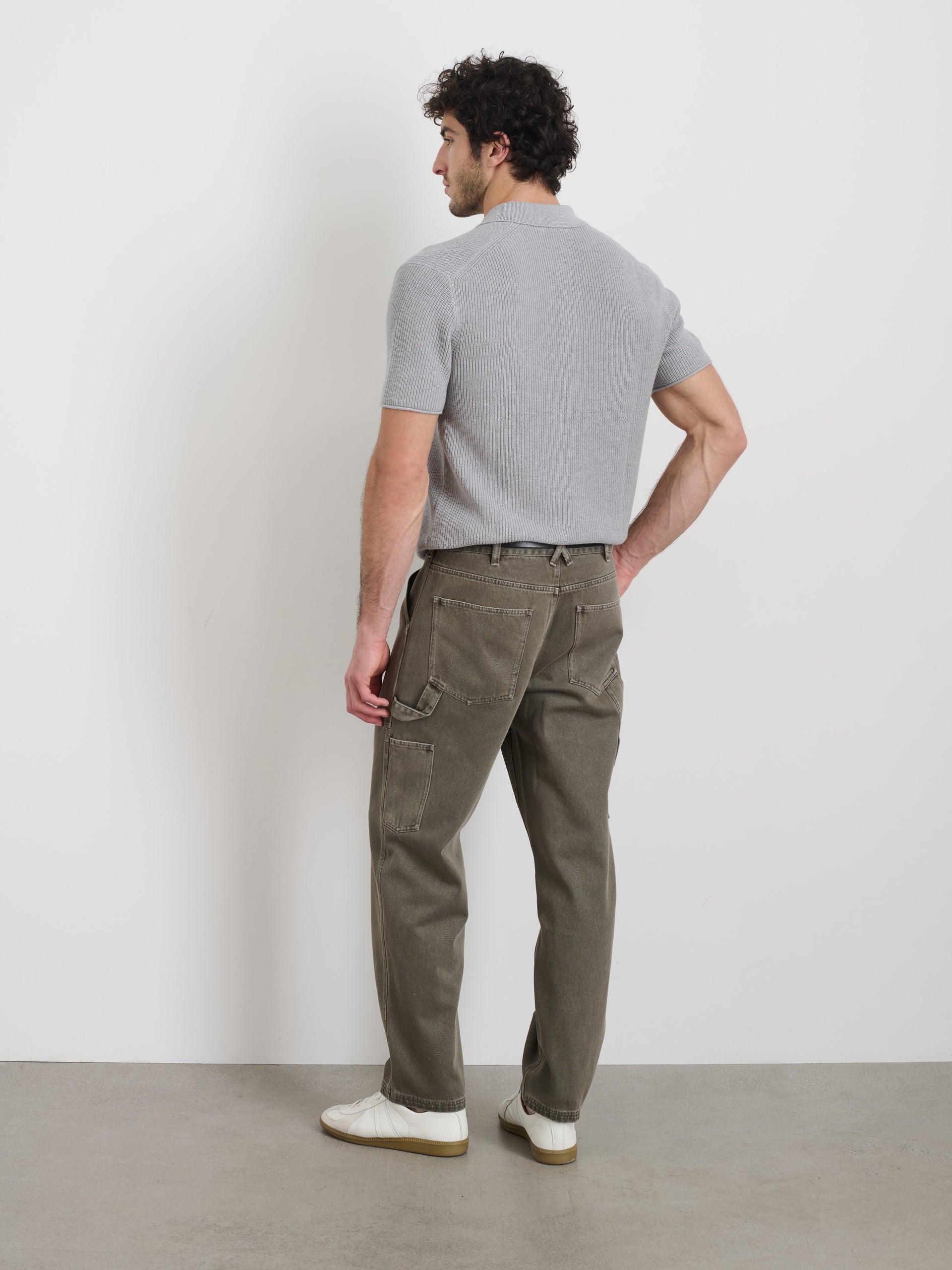 Alex Mill Eastwood Polo in Cotton Linen Heather Grey