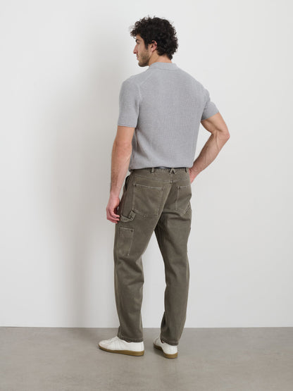Alex Mill Eastwood Polo in Cotton Linen Heather Grey