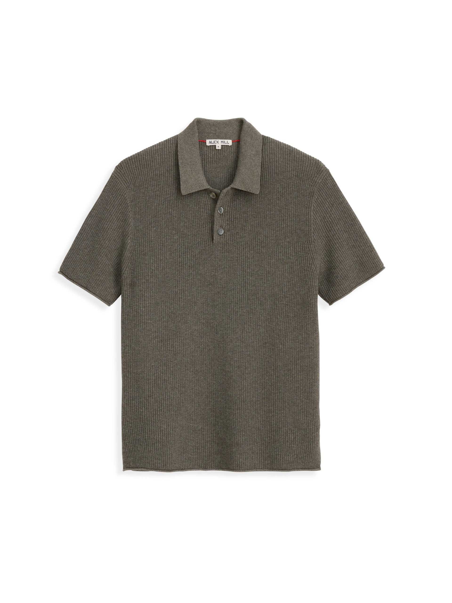 Alex Mill Eastwood Polo in Cotton Linen Heather Olive