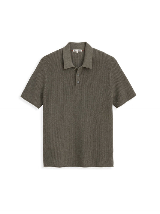 Alex Mill Eastwood Polo in Cotton Linen Heather Olive