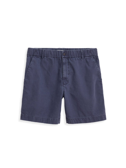 Alex Mill Pull On Short In Cotton Herringbone Navy