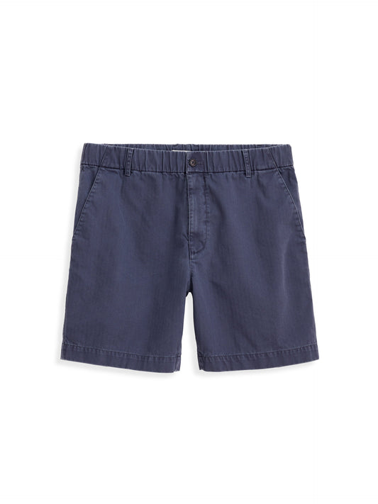 Alex Mill Pull On Short In Cotton Herringbone Navy