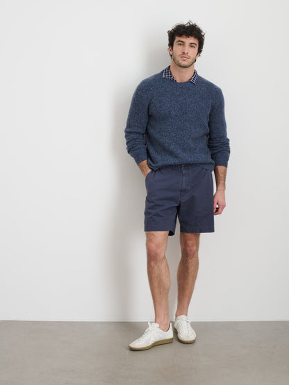 Alex Mill Pull On Short In Cotton Herringbone Navy