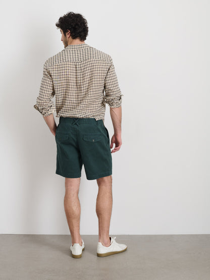 Alex Mill Pull On Short In Cotton Herringbone Dark Pine