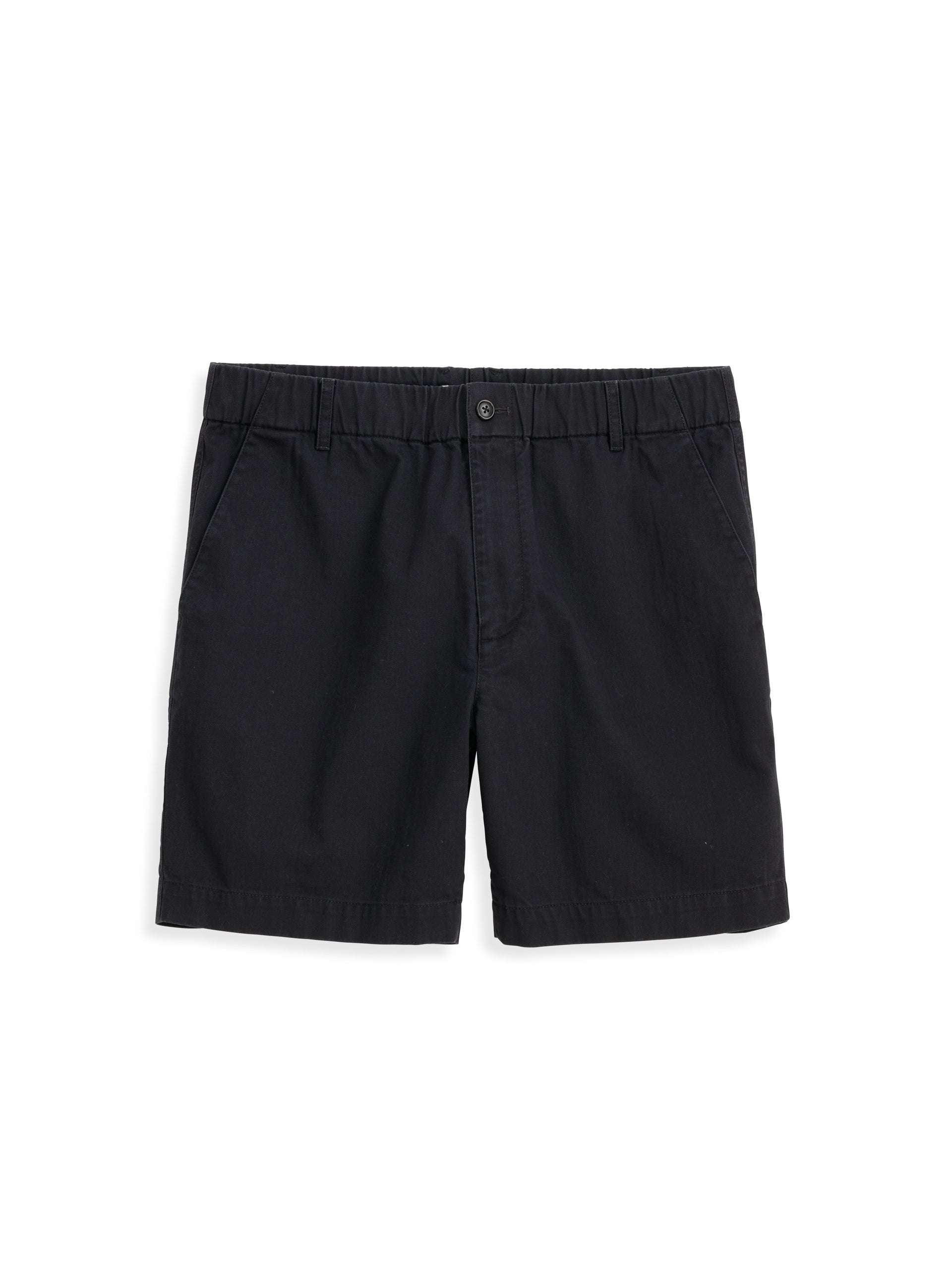 Alex Mill Pull On Short In Cotton Herringbone Rich Black