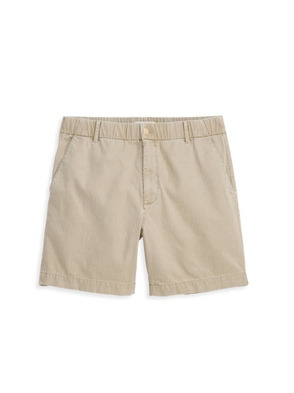 Alex Mill Pull On Short In Cotton Herringbone Stoneware