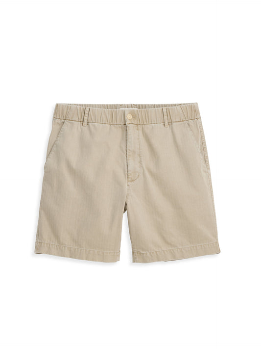 Alex Mill Pull On Short In Cotton Herringbone Stoneware