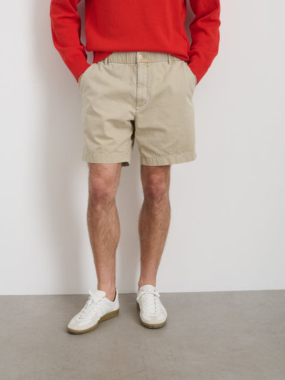 Alex Mill Pull On Short In Cotton Herringbone Stoneware