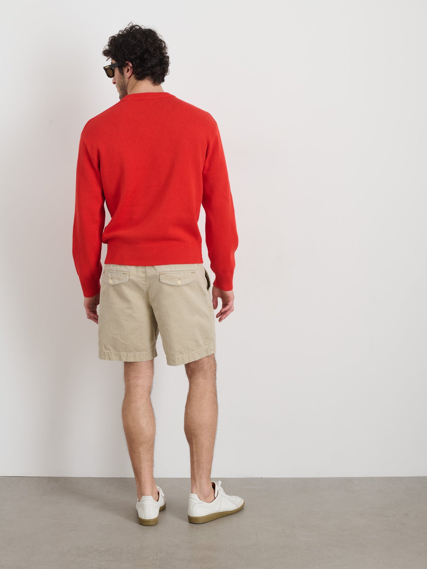Alex Mill Pull On Short In Cotton Herringbone Stoneware