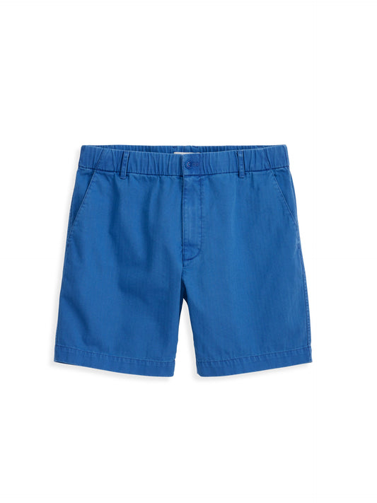 Alex Mill Pull On Short In Cotton Herringbone Cunningham Blue